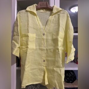 Sunny Yellow Men's Casual Button Down Shirt